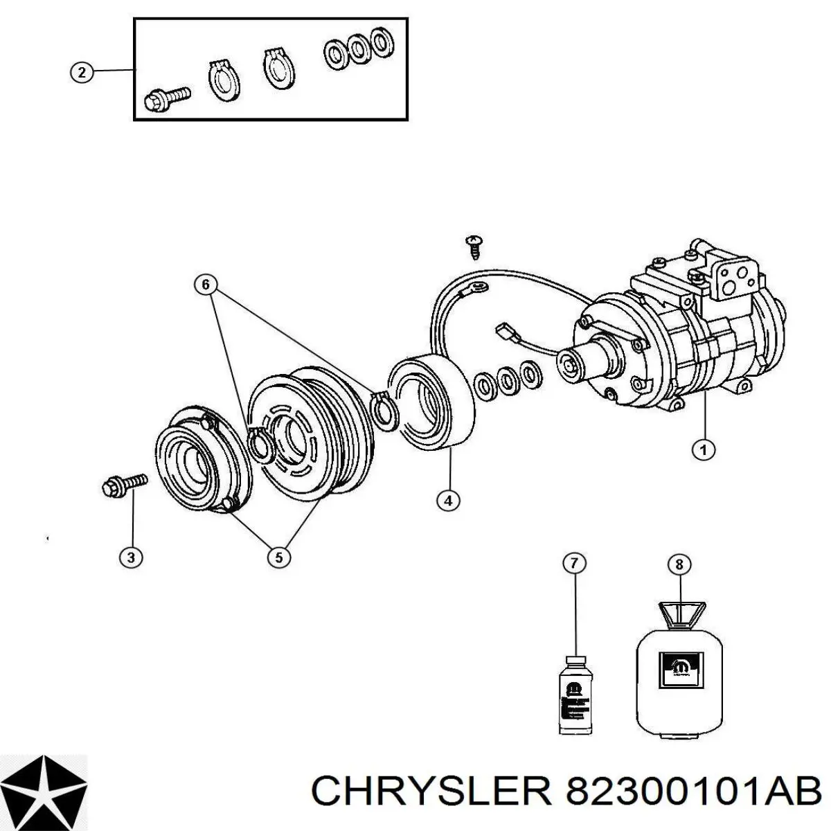 Compre 82300101AB Chrysler Gás de fluido refrigerante