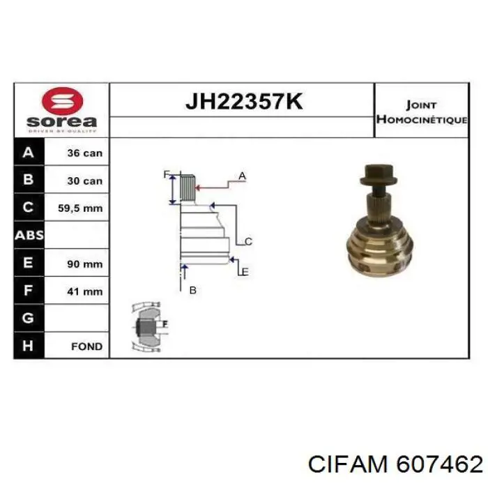Compre 607462 Cifam Junta homocinética externa dianteira