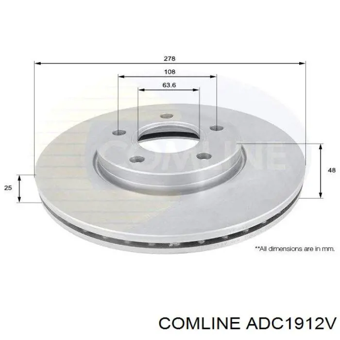 ADC1912V Comline Disco do freio dianteiro