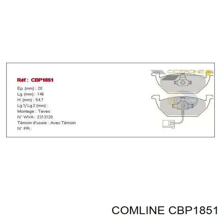 CBP1851 Comline Sapatas do freio dianteiras de disco