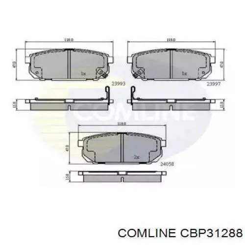 CBP31288 Comline Sapatas do freio traseiras de disco