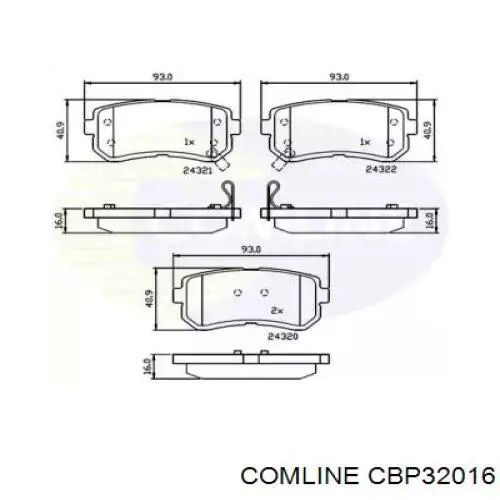 CBP32016 Comline Sapatas do freio traseiras de disco