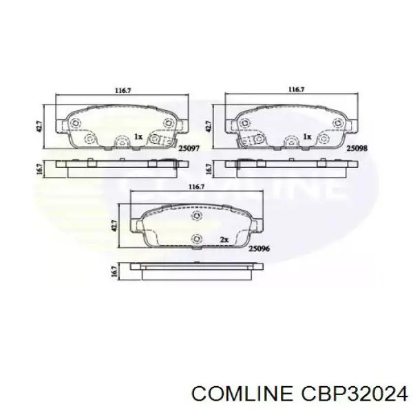 CBP32024 Comline Sapatas do freio traseiras de disco