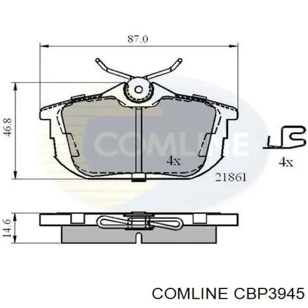 CBP3945 Comline Sapatas do freio traseiras de disco
