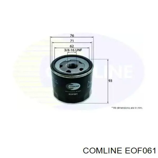 EOF061 Comline Filtro de óleo