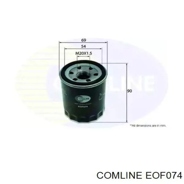 EOF074 Comline Filtro de óleo