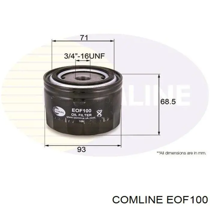 EOF100 Comline Filtro de óleo