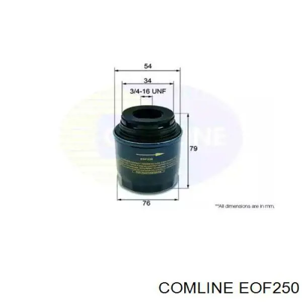 EOF250 Comline Filtro de óleo