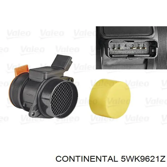 Compre 5WK9621Z Continental/Siemens Sensor de fluxo (consumo) de ar, medidor de consumo M.A.F. - (Mass Airflow)