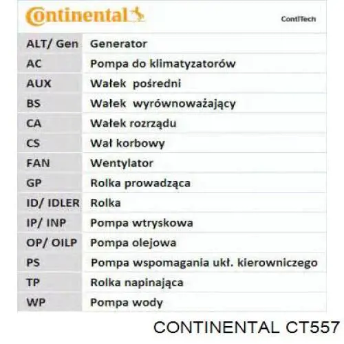 Correia do mecanismo de distribuição de gás CT557 Continental/Siemens