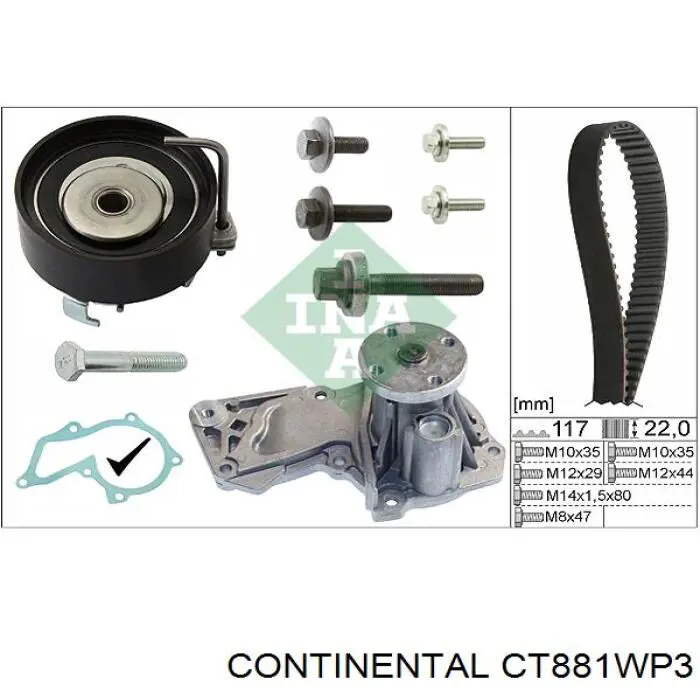 CT881WP3 Continental/Siemens Correia do mecanismo de distribuição de gás, kit