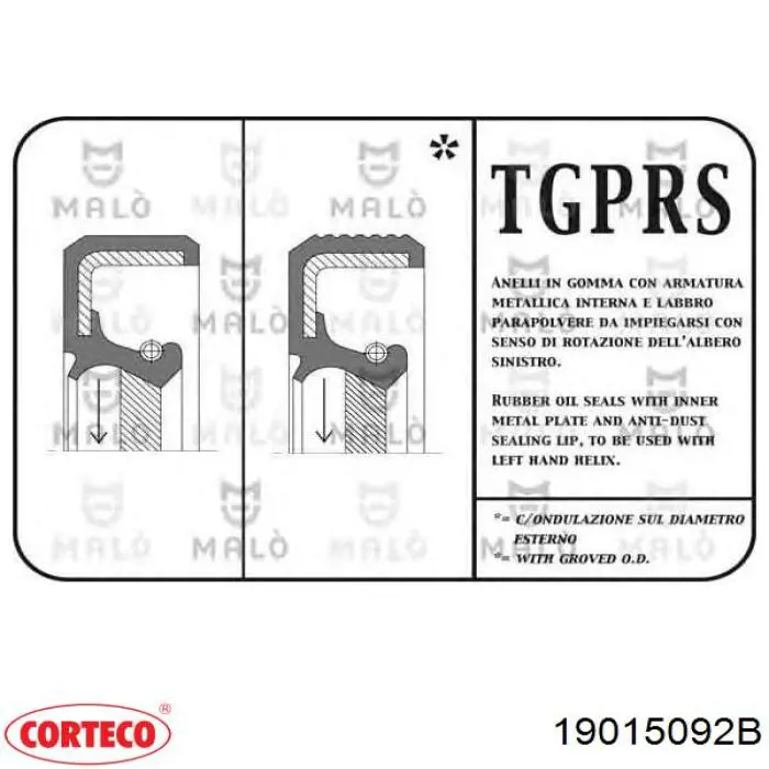 19015092B Corteco Vedação traseira de cambota de motor