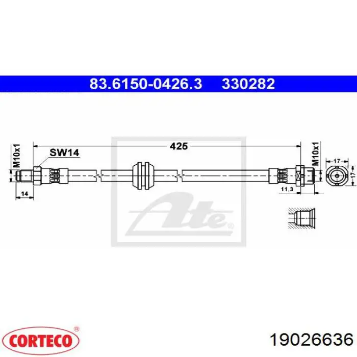 Compre 19026636 Corteco Mangueira do freio dianteira