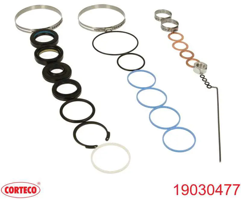 19030477 Corteco Kit de reparação da cremalheira da direção (do mecanismo), (kit de vedantes)