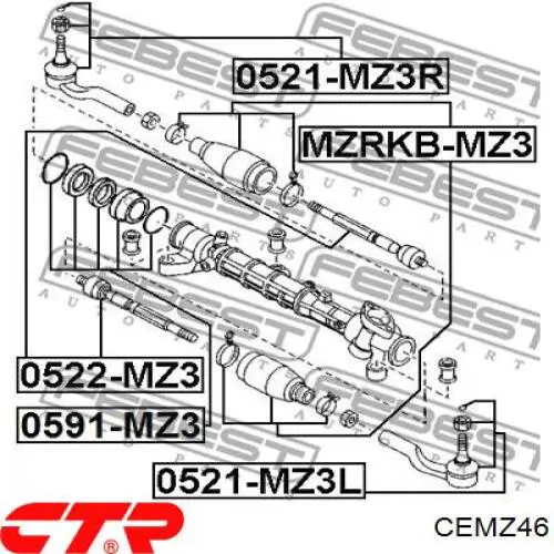 CEMZ46 CTR Ponta externa da barra de direção