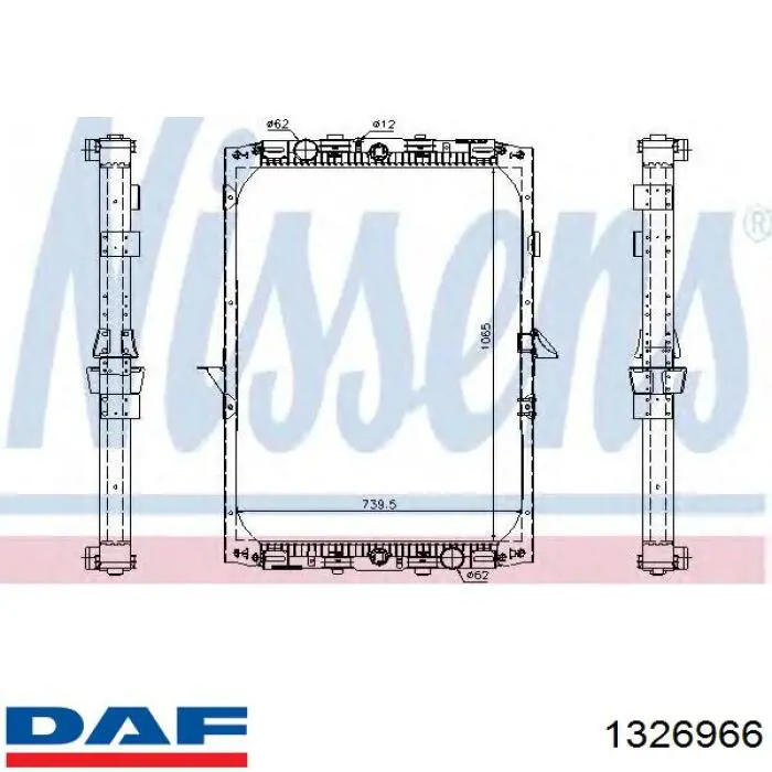 Radiador de esfriamento de motor DAF 1326966 preço, a partir de 425,14 USD