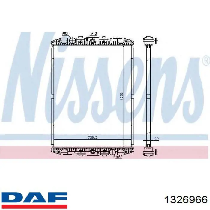 Compre 1326966 DAF Radiador de esfriamento de motor