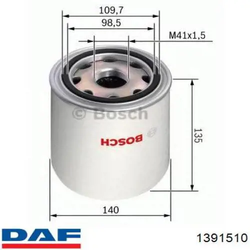 1391510 DAF Filtro de secador de ar (separador de umidade e óleo) (TRUCK)