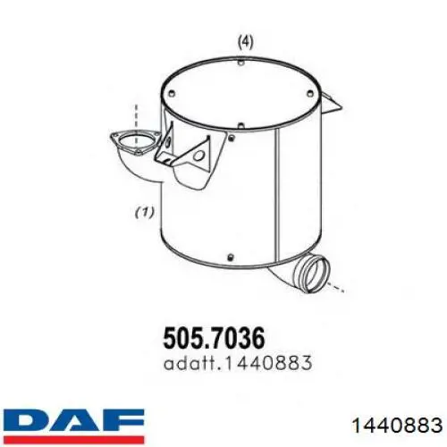 Compre 1440883 DAF Silenciador, parte central e traseira