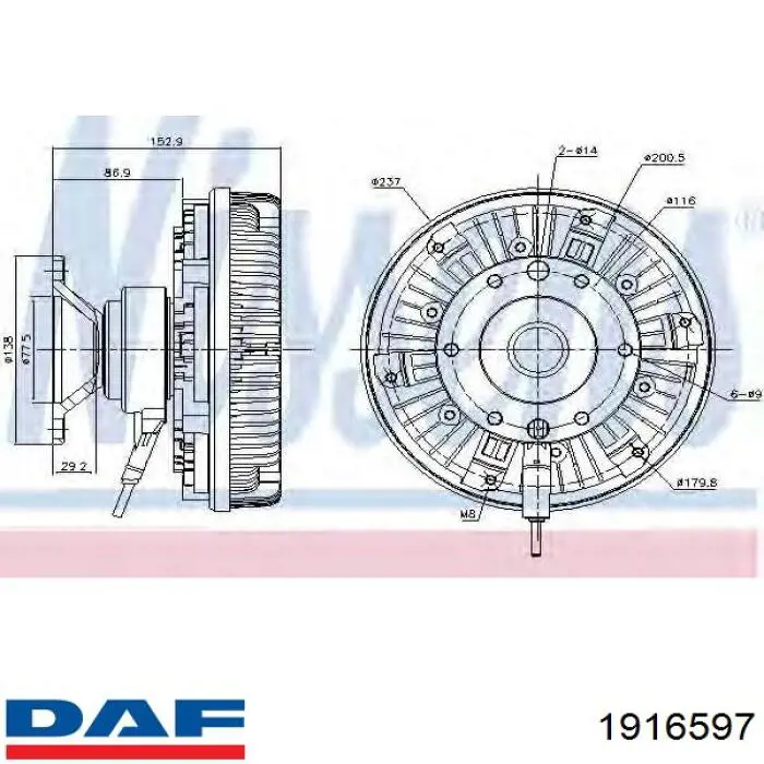 1916597 DAF Acoplamento viscoso de ventilador de esfriamento