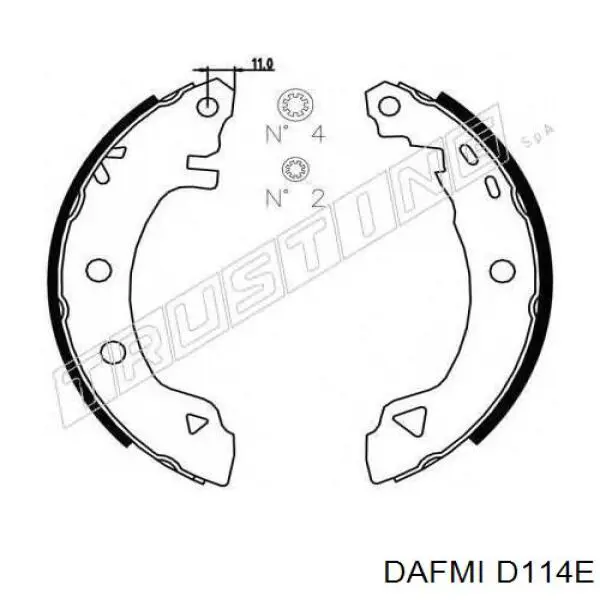 Sapatas do freio dianteiras de disco D114E Dafmi
