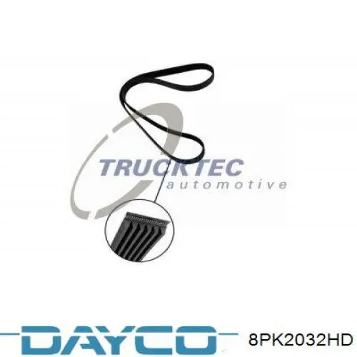 Correia dos conjuntos de transmissão 8PK2032HD Dayco