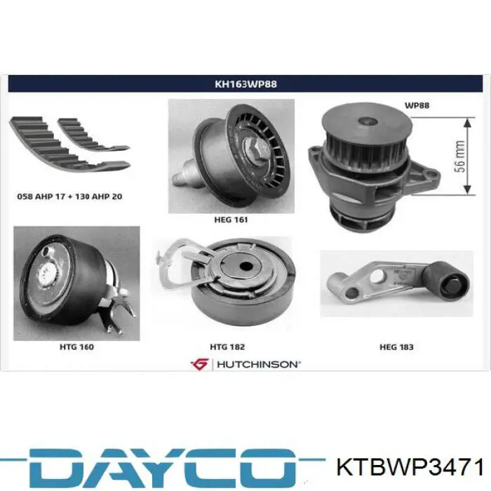 Correia do mecanismo de distribuição de gás, kit Dayco KTBWP3471 preço, a partir de 158,99 USD