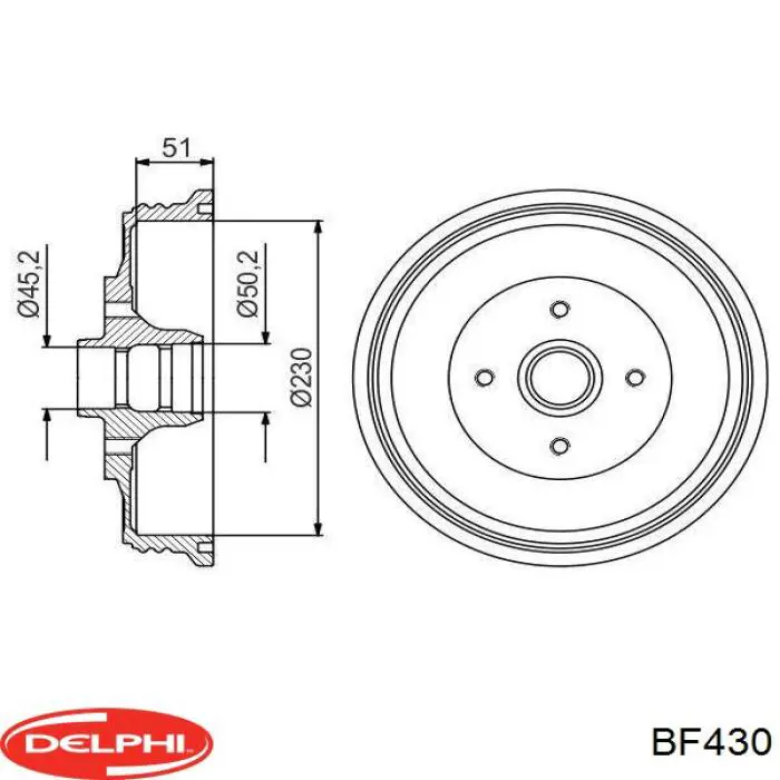 Tambor do freio traseiro Delphi BF430 preço, a partir de 81,63 USD