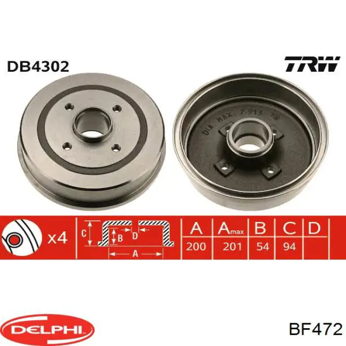 Tambor do freio traseiro Delphi BF472 preço, a partir de 70,65 USD
