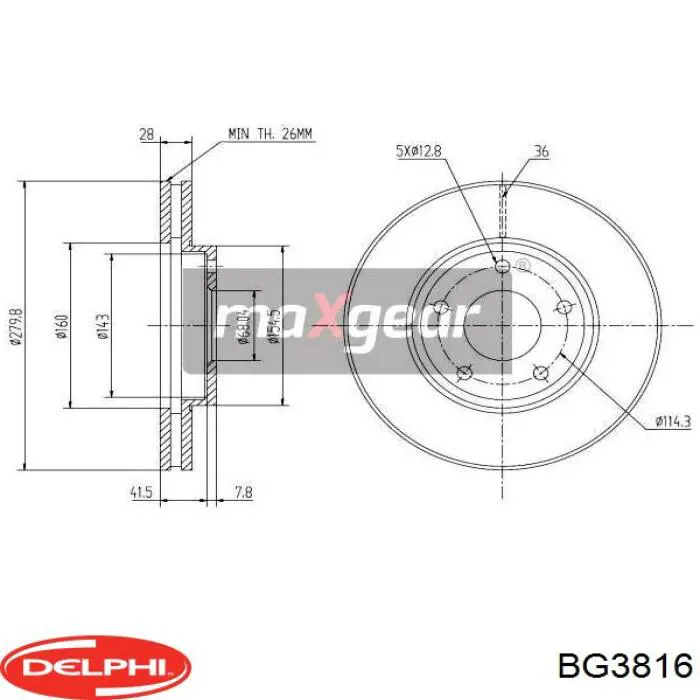 Disco do freio dianteiro Delphi BG3816 preço, a partir de 54,25 USD