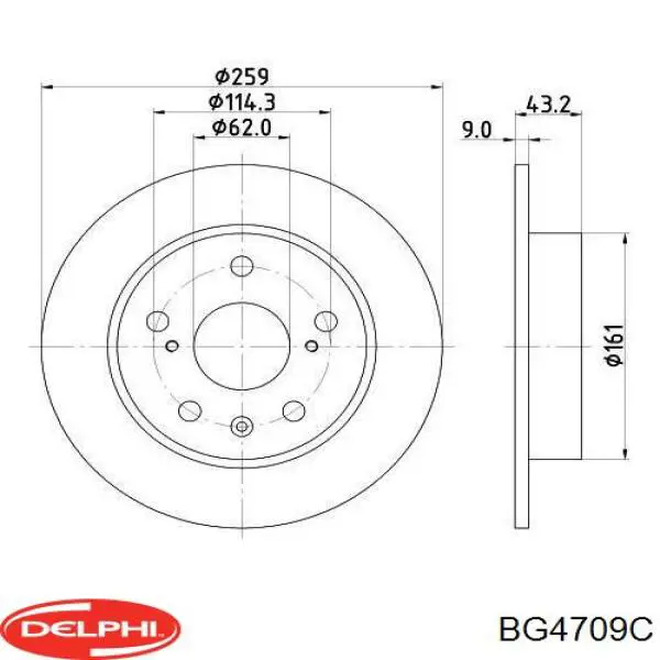 Disco do freio traseiro Delphi BG4709C preço, a partir de 62,96 USD