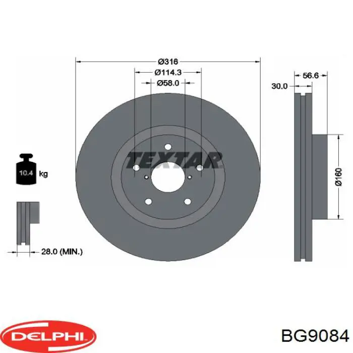 BG9084 Delphi Disco do freio dianteiro