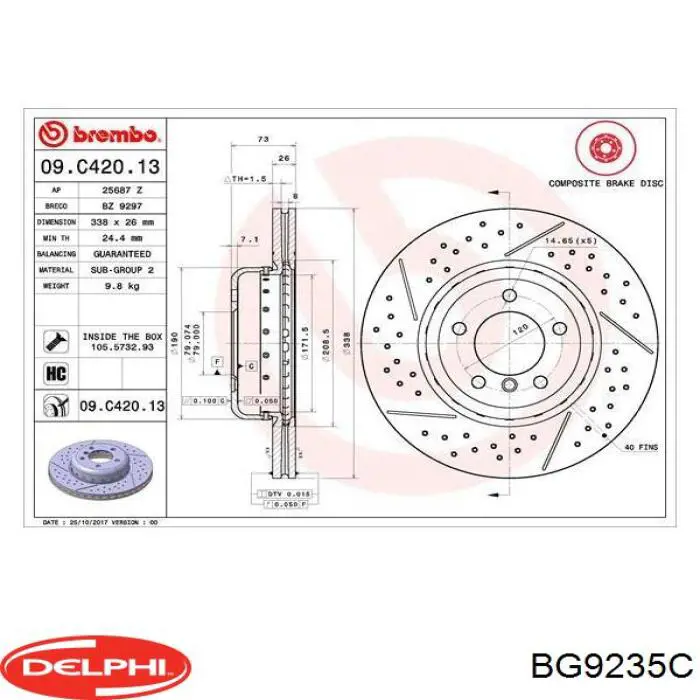 Disco do freio dianteiro Delphi BG9235C preço, a partir de 143,98 USD