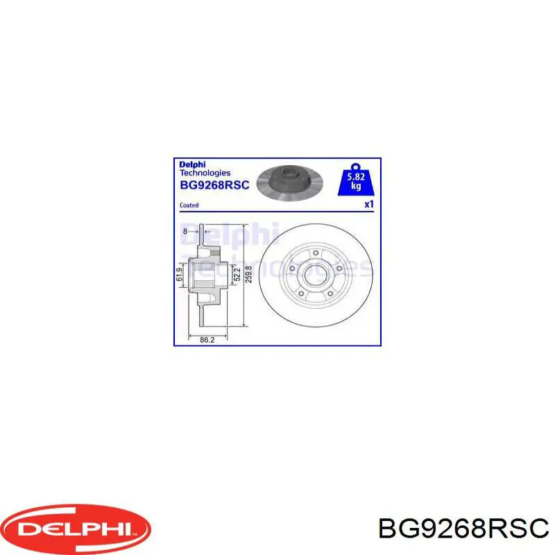Disco do freio traseiro Delphi BG9268RSC preço, a partir de 90,62 USD