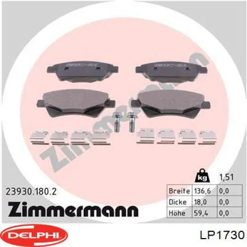 Sapatas do freio dianteiras de disco Delphi LP1730 preço, a partir de 28,06 USD
