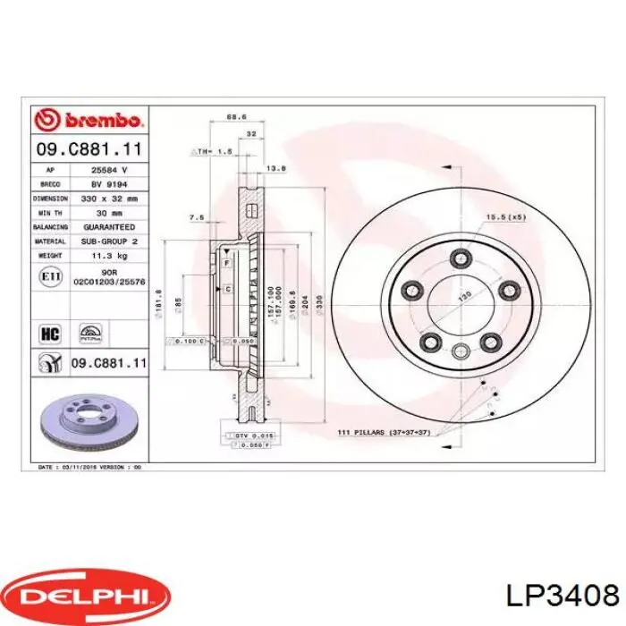 Sapatas do freio traseiras de disco Delphi LP3408 preço, a partir de 32,49 USD