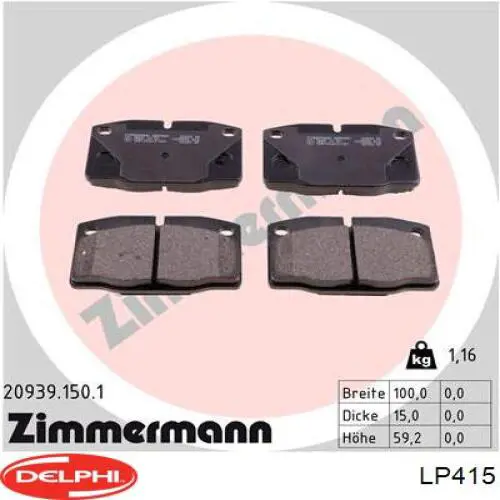 Sapatas do freio dianteiras de disco Delphi LP415 preço, a partir de 15,79 USD