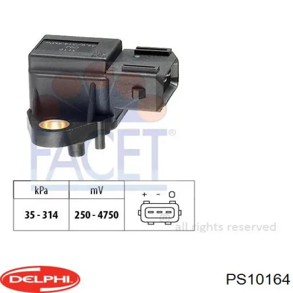 PS10164 Delphi Sensor de pressão no coletor de admissão, MAP