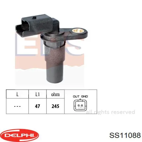 SS11088 Delphi Sensor de posição (de revoluções) de cambota