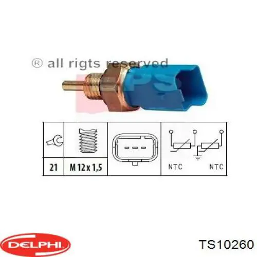 Compre TS10260 Delphi Sensor de temperatura do fluido de esfriamento
