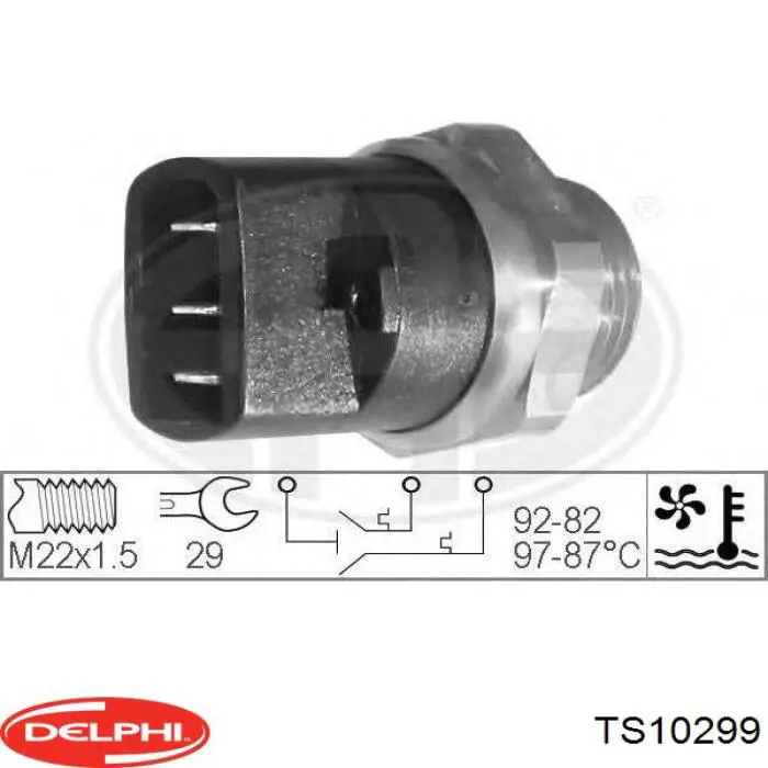 Sensor de temperatura do fluido de esfriamento (de ativação de ventilador do radiador) Delphi TS10299 preço, a partir de 20,70 USD