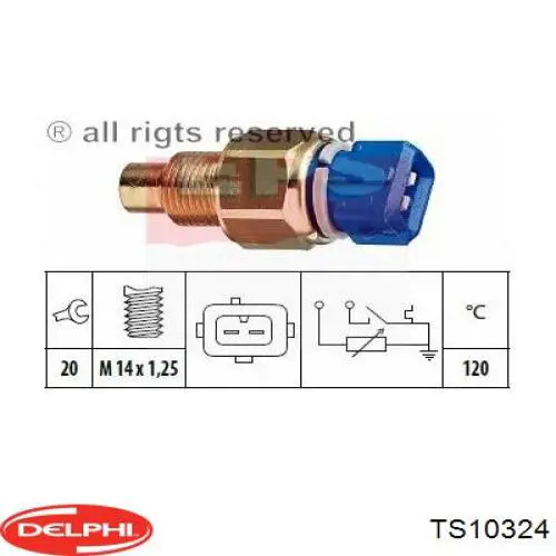 Compre TS10324 Delphi Sensor de temperatura do fluido de esfriamento