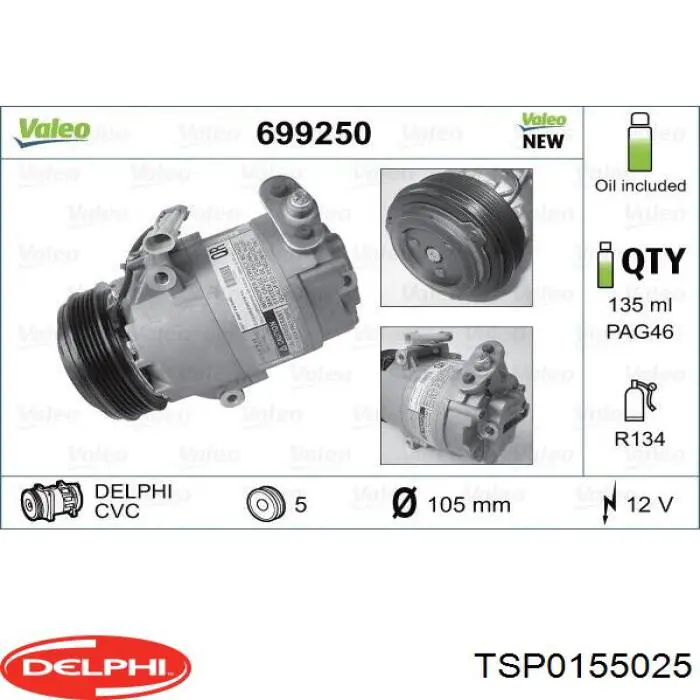Compressor de aparelho de ar condicionado Delphi TSP0155025 preço, a partir de 295,36 USD