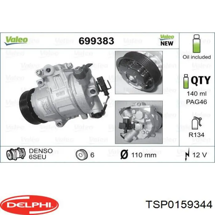 Compre TSP0159344 Delphi Compressor de aparelho de ar condicionado