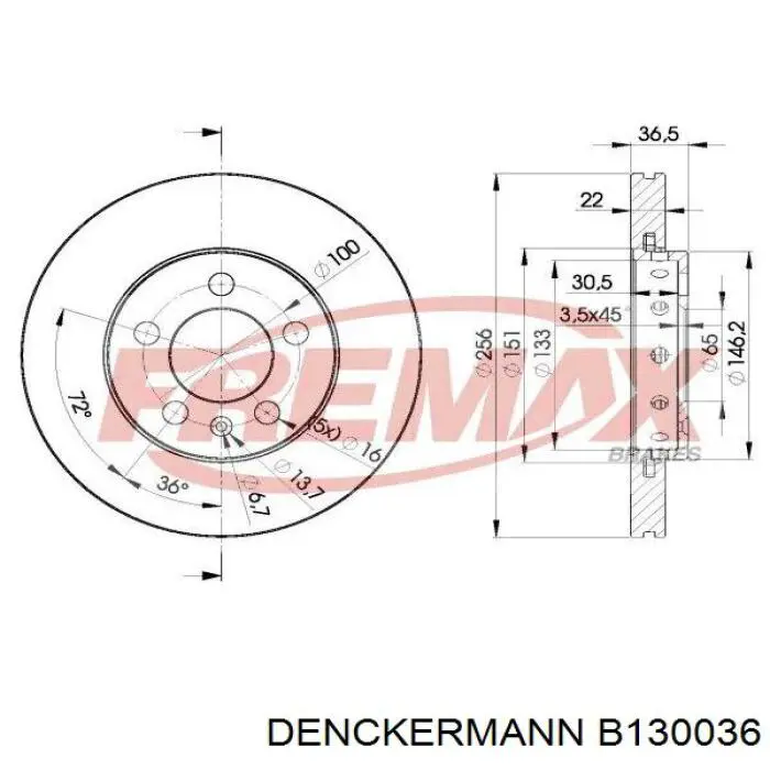 Compre B130036 Denckermann Disco do freio dianteiro