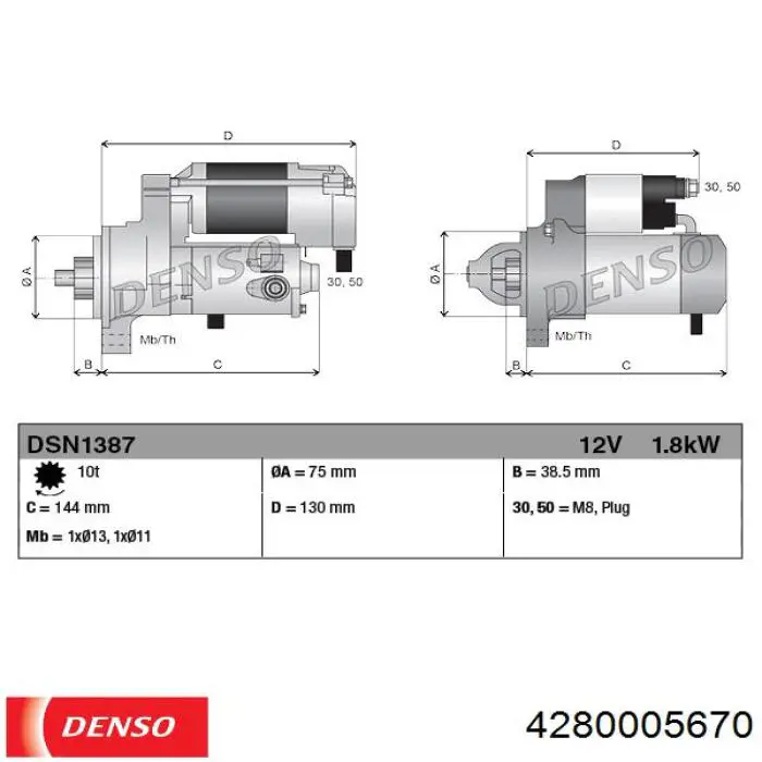 4280005670 Denso Motor de arranco