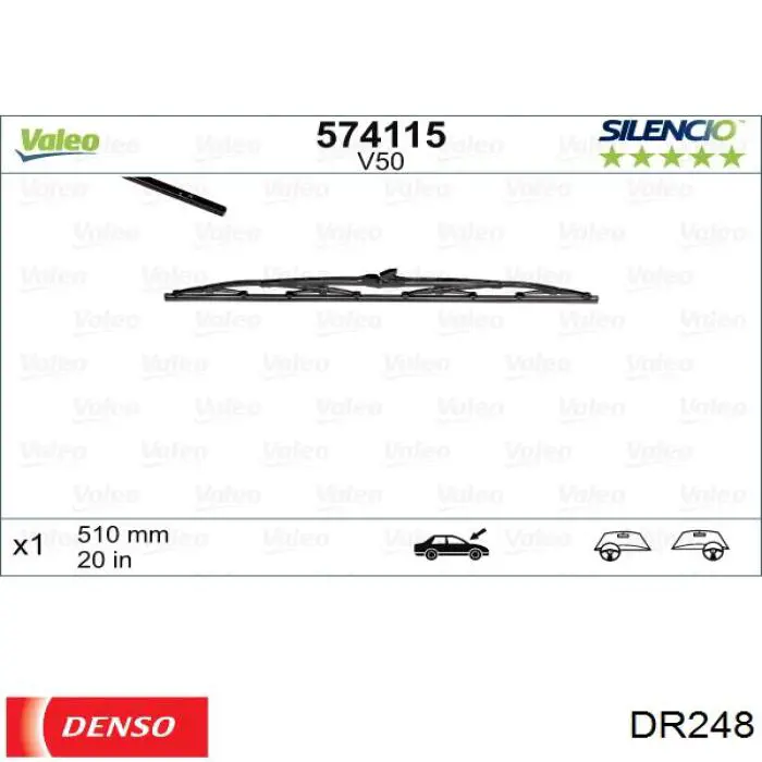 Compre DR248 Denso Limpa-pára-brisas de vidro traseiro