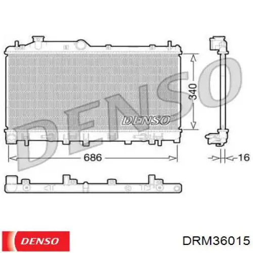 Compre DRM36015 Denso Radiador de esfriamento de motor