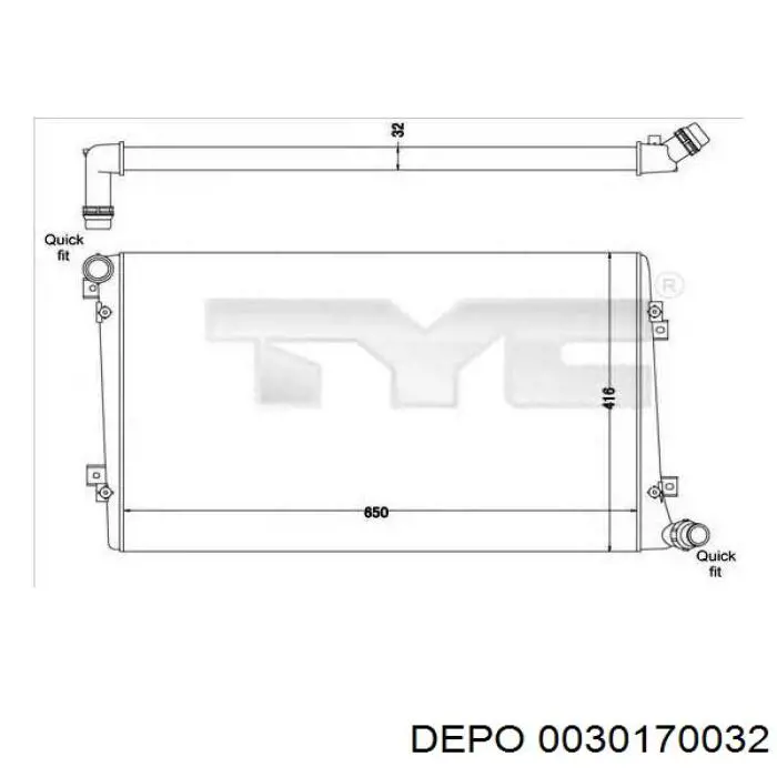 Radiador de esfriamento de motor Depo/Loro/Abakus 0030170032 preço, a partir de 89,86 USD