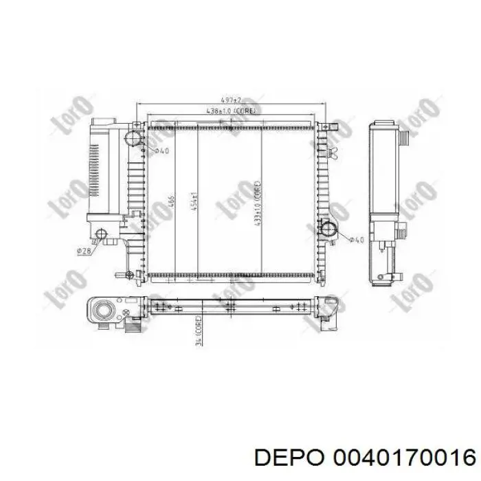 Radiador de esfriamento de motor 0040170016 Depo/Loro/Abakus